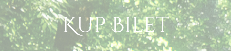 Green leafy banner with the words 'KUP BILET' in white, likely a ticket-purchase banner.