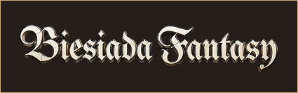Gothic-style banner reading 'Biesiada Fantasy' on a dark brown background with a light border