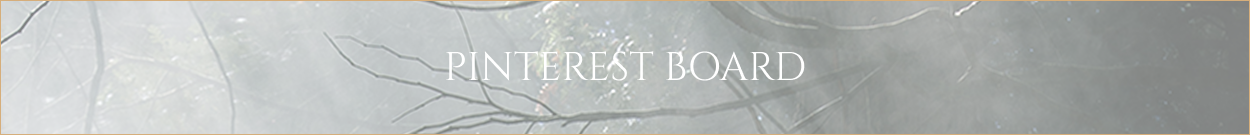Pinterest Board banner with foggy forest branches and the words PINTEREST BOARD centered across.]